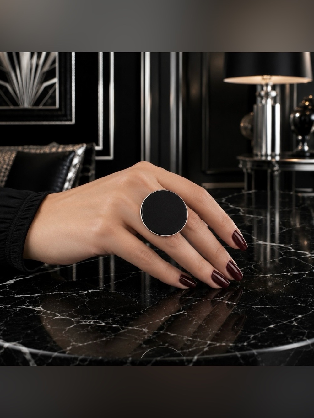 7 7.5 8 Handmade Ring Black Onyx Gem Solid 925 Sterling Silver Gemstone Fine Art